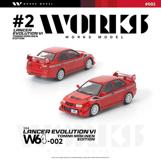 PREORDER WORKS 1/64 MITSUBISHI LANCER EVOLUTION VI TOMMI MAKINEN RED W64-002 (Approx. Release Date: Q3 2026 and subject to the manufacturer's final decision)