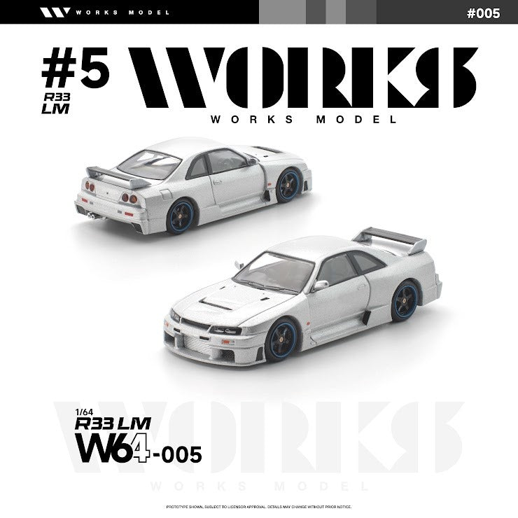 PREORDER WORKS 1/64 R33 LM SILVER W64-005 (Approx. Release Date: Q3 2026 and subject to the manufacturer's final decision)