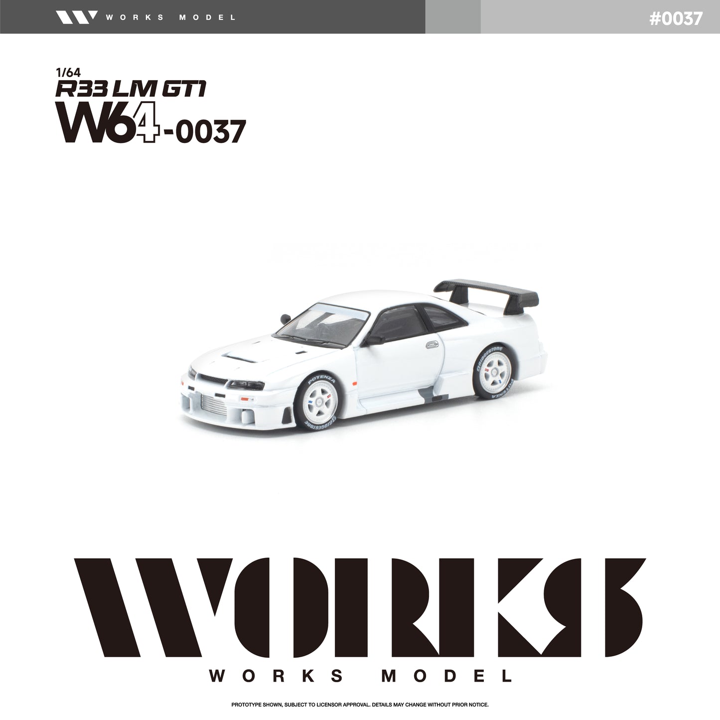 PREORDER WORKS 1/64 R33 LM 1995 GT1 WHITE W640037 (Approx. Release Date: Q4 2026 and subject to the manufacturer's final decision)