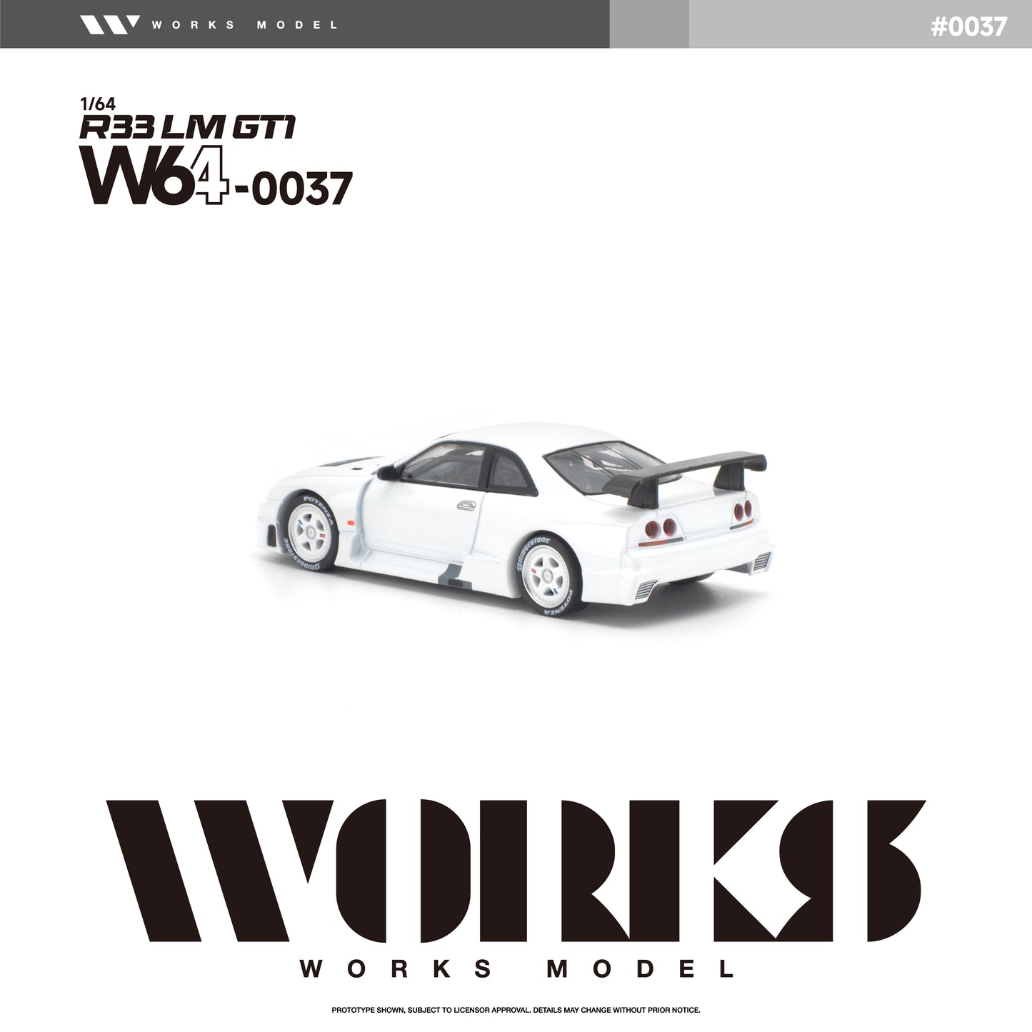 PREORDER WORKS 1/64 R33 LM 1995 GT1 WHITE W640037 (Approx. Release Date: Q4 2026 and subject to the manufacturer's final decision)
