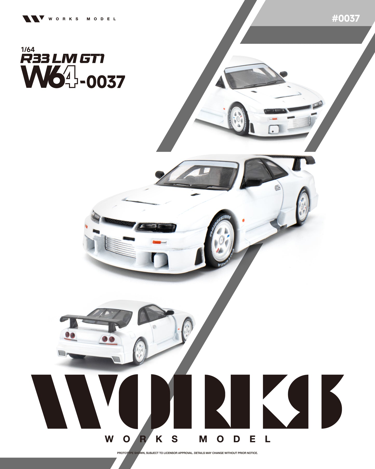 PREORDER WORKS 1/64 R33 LM 1995 GT1 WHITE W640037 (Approx. Release Date: Q4 2026 and subject to the manufacturer's final decision)