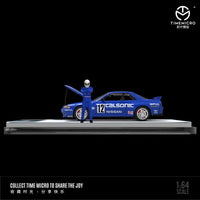 TIME MICRO 1/64 Nissan GTR R32 Calsonic Blue with Figurine