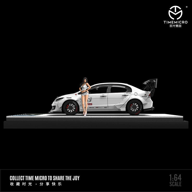 TIME MICRO 1/64 Honda Civic Modified WHITE with Figurine