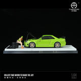 TIME MICRO 1/64 Nissan GTR R34 Green with Carbon Bonnet and Figurine