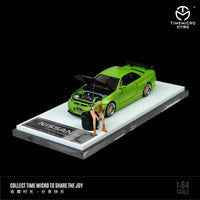 TIME MICRO 1/64 Nissan GTR R34 Green with Carbon Bonnet and Figurine