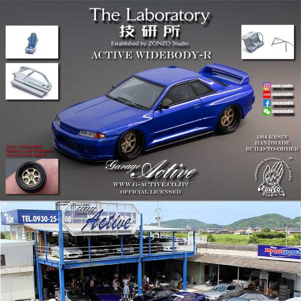 The Laboratory 1/64  RESIN Active Widebody-R R32 (Garage Active) - Metallic Blue