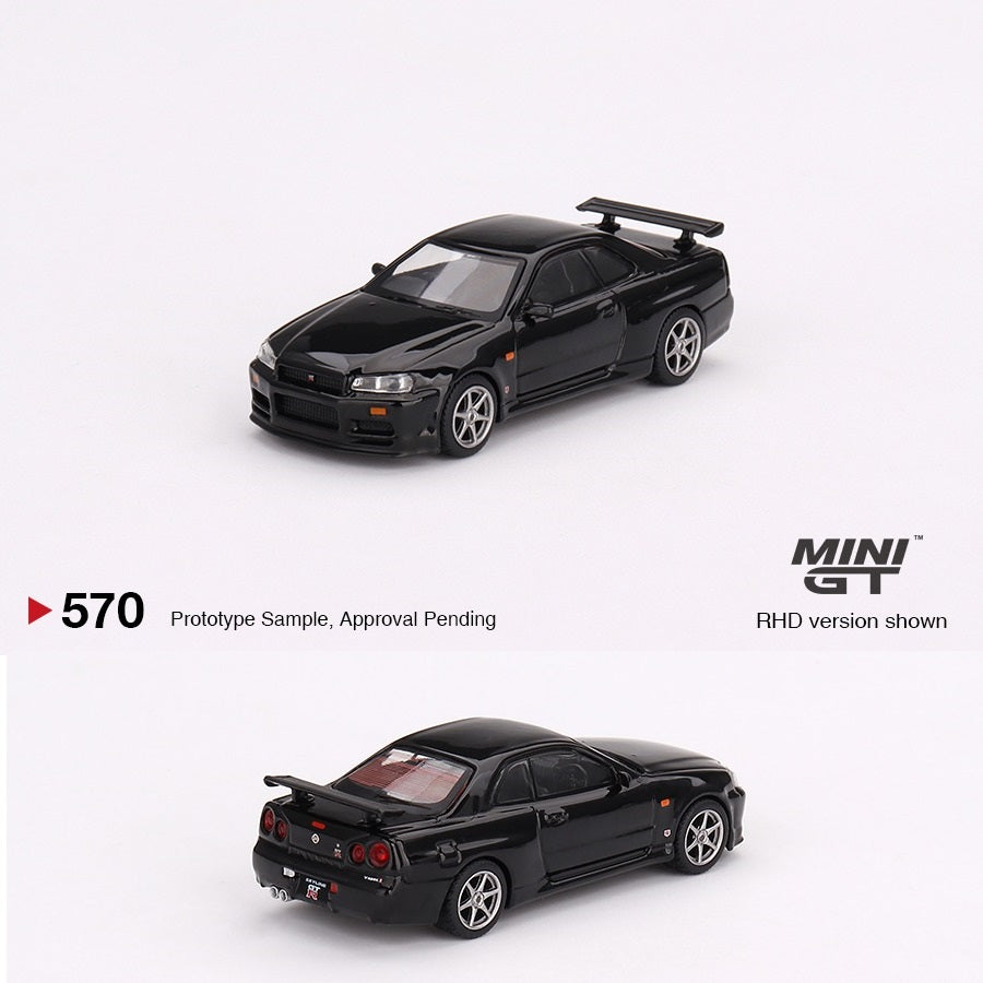 Nissan Skyline GT-R 1/64 ブラック Mini GT Nissan Skyline GT-R (R34) V-Spec Black Pearl MGT00570 1/64 ミニカー