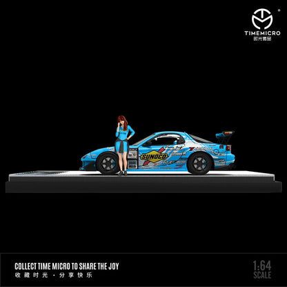 TIME MICRO 1/64 RE Amemiya RX-7 BLUE with Figurine