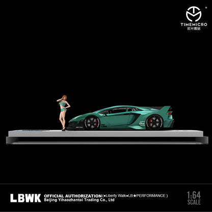 PREORDER TIME MICRO 1/64 LBWK LP700 GTEVO Green with Figurine (Approx. Release Date: AUGUST 2023 and subject to the manufacturer's final decision)