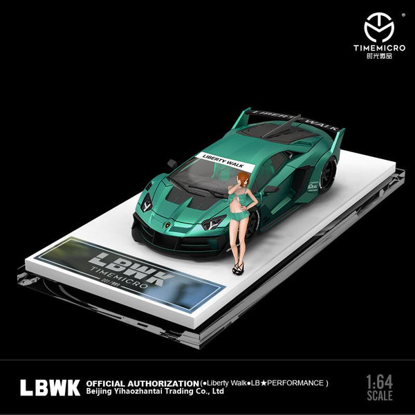 PREORDER TIME MICRO 1/64 LBWK LP700 GTEVO Green with Figurine (Approx. Release Date: AUGUST 2023 and subject to the manufacturer's final decision)