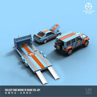 TIME MICRO 1/64 Nissan GT-R R32 with Trailer and Jeep Set Gulf