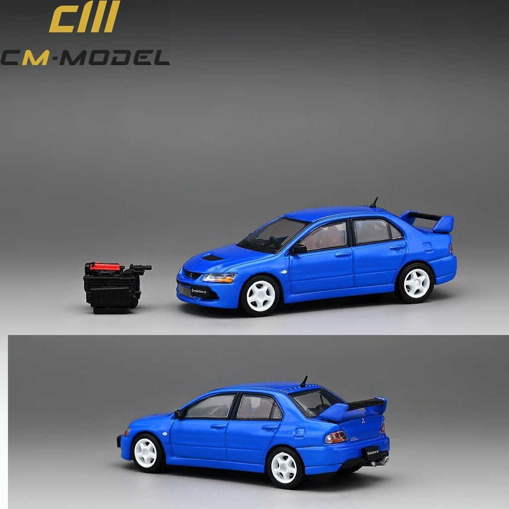 PREORDER CM MODEL 1/64 Mitsubishi Lancer Evo IX Blue with Engine (Appr ...