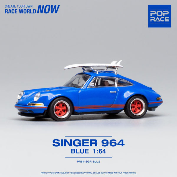 POPRACE 1/64 SINGER 964 BLUE WITH WAKEBOARD PR640018