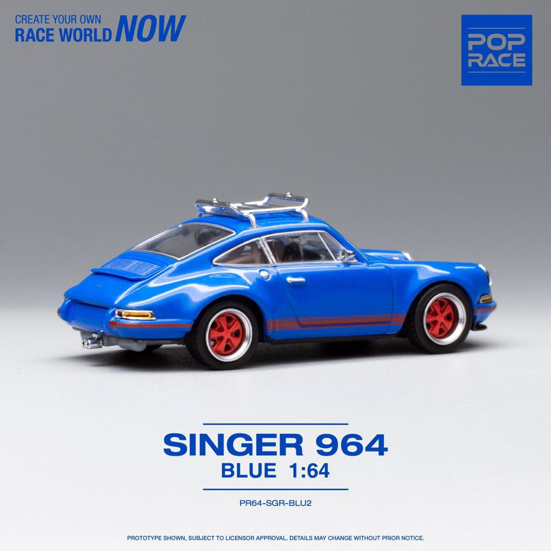 POPRACE 1/64 SINGER 964 BLUE WITH WAKEBOARD PR640018