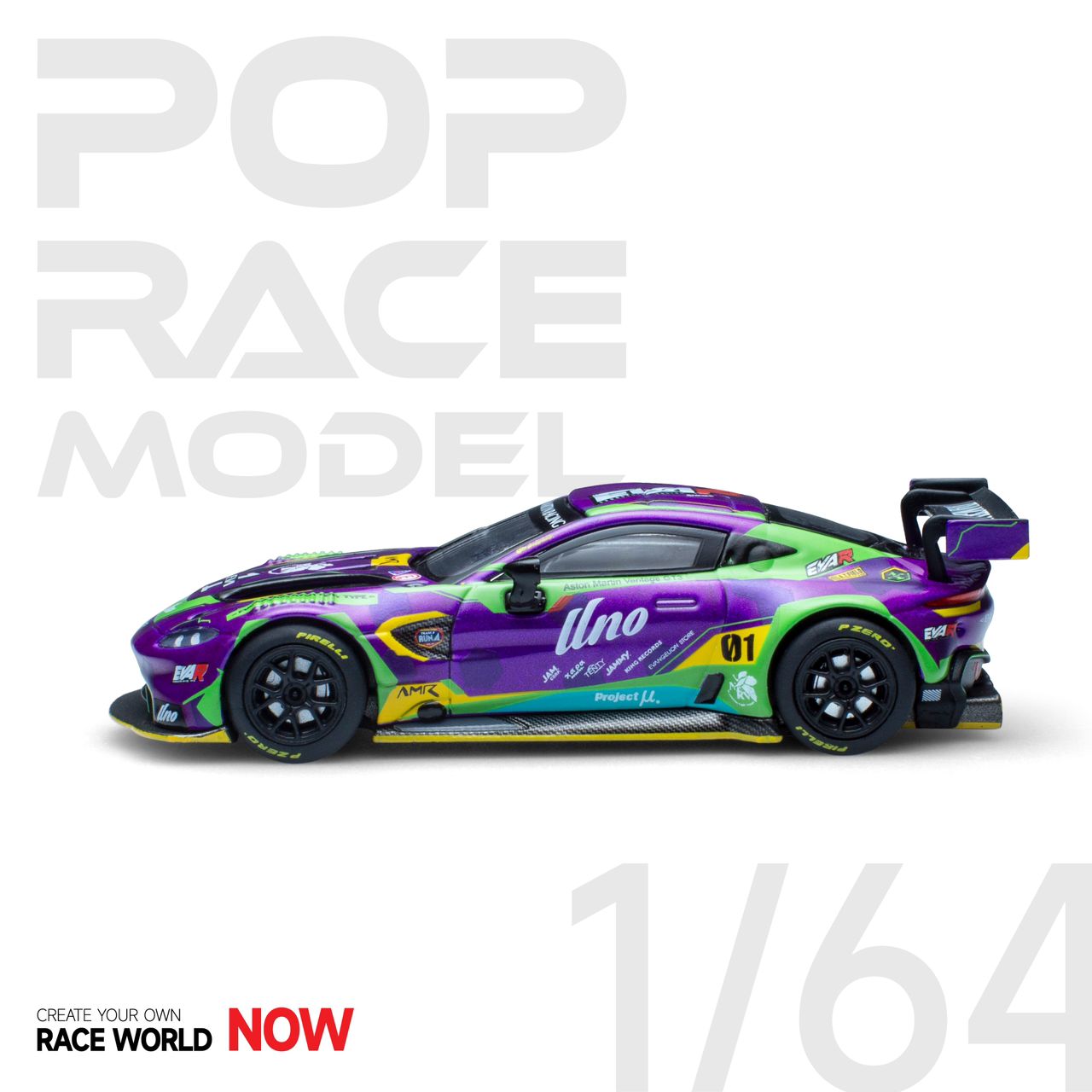 POPRACE 1/64 EVA RT TEST TYPE-01 ASTON MARTIN GT3 Purple EVA PR640019