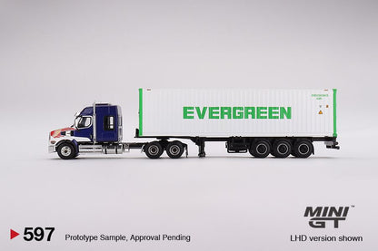 MINI GT 1/64 Western Star 49X Blue with 40' Reefer Container "EVERGREEN" MGT00597-L