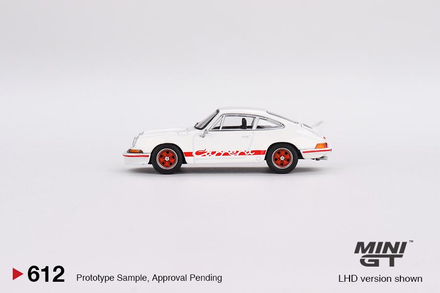 MINI GT 1/64 Porsche 911 Carrera RS 2.7 Grand Prix White with Red Livery LHD MGT00612-L