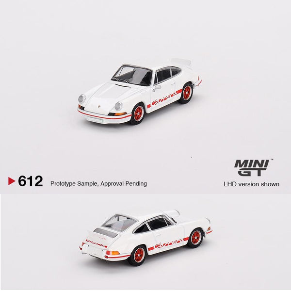 PREORDER MINI GT 1/64 Porsche 911 Carrera RS 2.7 Grand Prix White with Red Livery LHD MGT00612-L (Approx. Release Date : NOVEMBER 2023 subject to manufacturer's final decision)