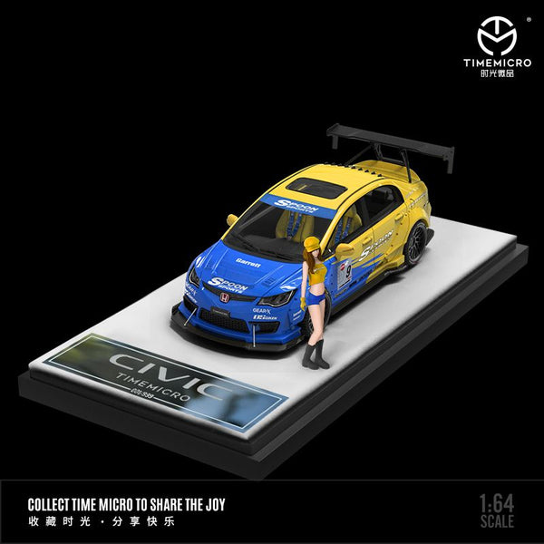 PREORDER TIME MICRO 1/64 Honda Civic Modified Spoon with Figurine TM645702-1 (Approx. Release Date: October 2023 and subject to the manufacturer's final decision)