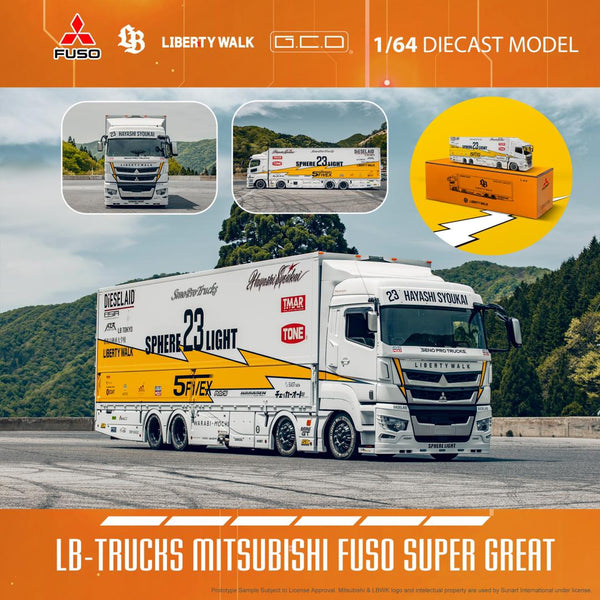 PREORDER GCD 1/64 LB-TRUCKS FUSO Super Great - SPHERE Light#23 (Approx. Release Date: NOVEMBER 2023 and subject to the manufacturer's final decision)