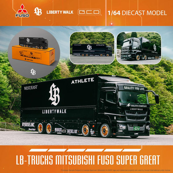 PREORDER GCD 1/64 LB-TRUCKS FUSO Super Great - Black (Approx. Release Date: NOVEMBER 2023 and subject to the manufacturer's final decision)