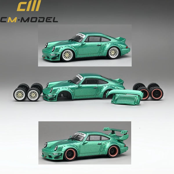 CM MODEL 1/64 964 Widebody Metallic Flash Green