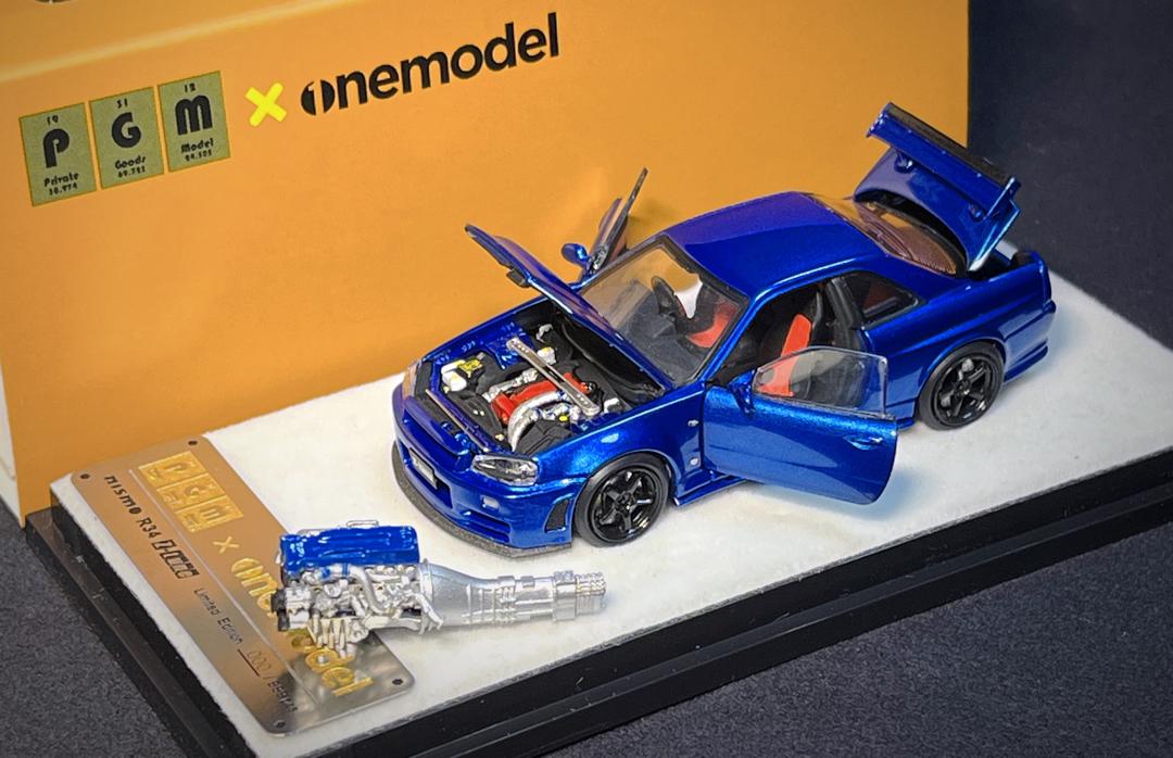 PGM x One Model 1/64 R34 Z Tune Metallic Blue Fully Opened (A