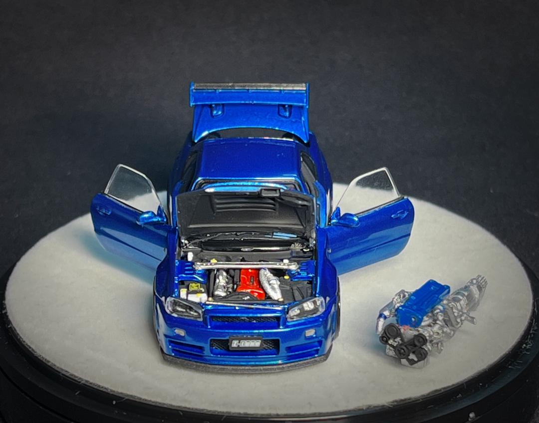 PGM x One Model 1/64 R34 Z Tune Metallic Blue Fully Opened (B