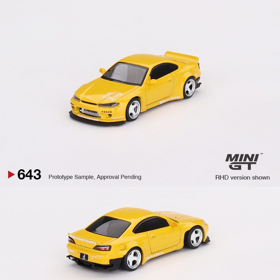 MINI GT 1/64 Nissan Silvia S15 Rocket Bunny Bronze Yellow RHD MGT00643-R