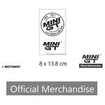 PREORDER MINI GT White Logo Sticker Set (8 x 13.8cm) MGTOM007 (Approx. Release Date : NOV 2023 subject to manufacturer's final decision)