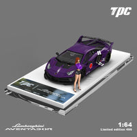 TPC 1/64  LBWK Aventador 700GT EVO Matte Zero War Purple with Figure