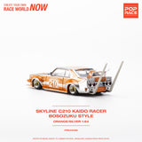 POPRACE 1/64 Skyline C210 Kaido Racer - Bosozoku Style Silver/Orange PR640026