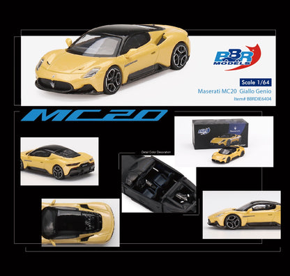 BBR 1/64 Maserati MC20 Giallo Genio BBRDIE6404