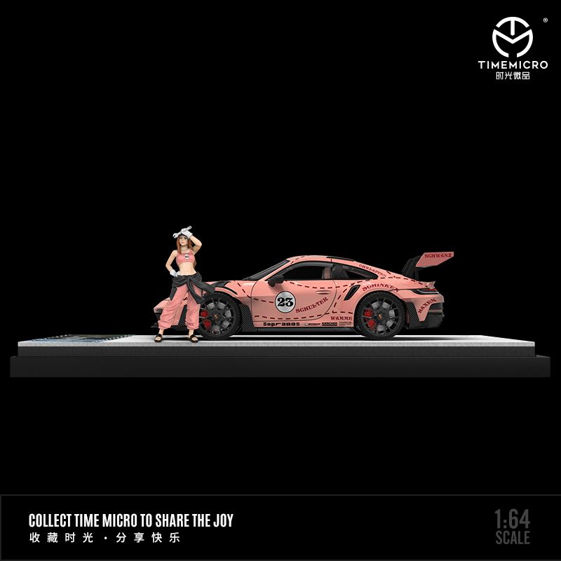 TIME MICRO 1/64 992 GT3 RS Pink Pig #23 with Figurine TM644604-1