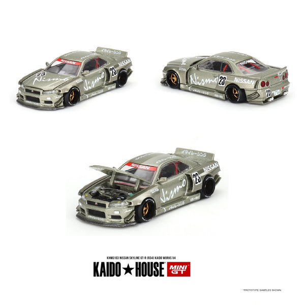 PREORDER MINI GT x Kaido House 1/64 Nissan Skyline GT-R (R34) Kaido Works V4 KHMG103 (Approx. Release Date : Q1 2024 subject to manufacturer's final decision)
