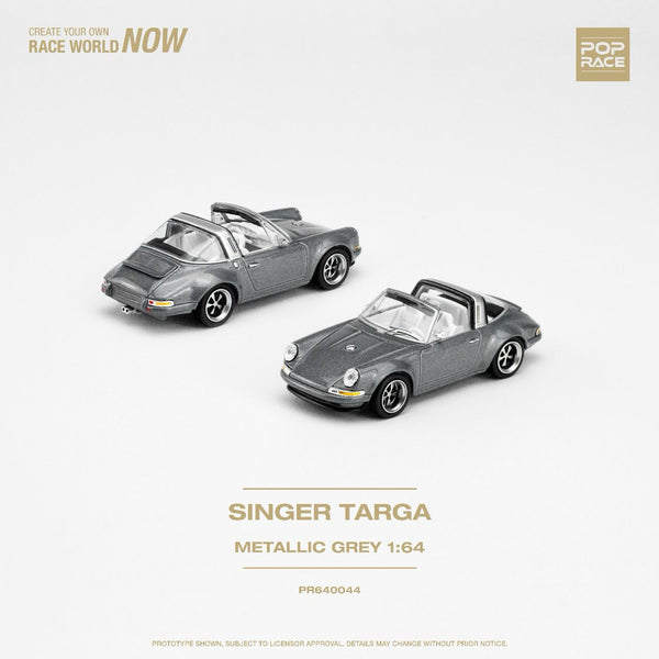 PREORDER POPRACE 1/64 Singer Targa - Metallic Grey PR640044 (Approx. Release Date: Q4 2023 and subject to the manufacturer's final decision)