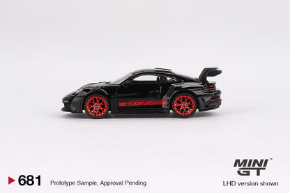 MINI GT 1/64 Porsche 911 (992) GT3 RS Black with Pyro Red LHD MGT00681-L