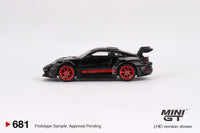 PREORDER MINI GT 1/64 Porsche 911 (992) GT3 RS Black with Pyro Red LHD MGT00681-L (Approx. Release Date : MARCH 2024 subject to manufacturer's final decision)