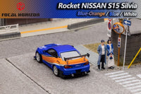 FOCAL HORIZON 1/64 Silvia S15 Pandem Rocket Bunny High Wing - BLUE / ORANGE