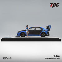 TPC 1/64 Honda Civic FD2 Modified Blue with Figurine