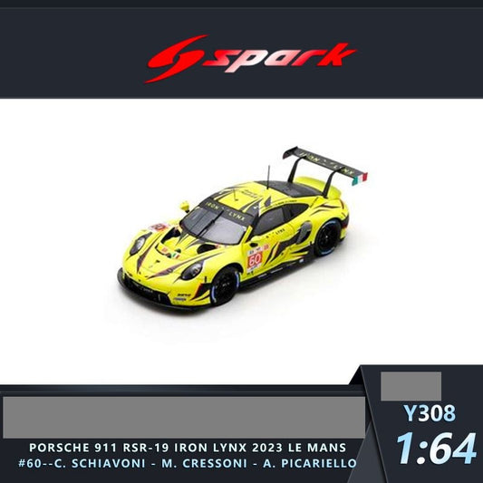 Sparky 1/64 Porsche 911 RSR - 19 No.60 IRON LYNX Le Mans 24H 2023 C. Schiavoni - M. Cressoni - A. Picariello Y308