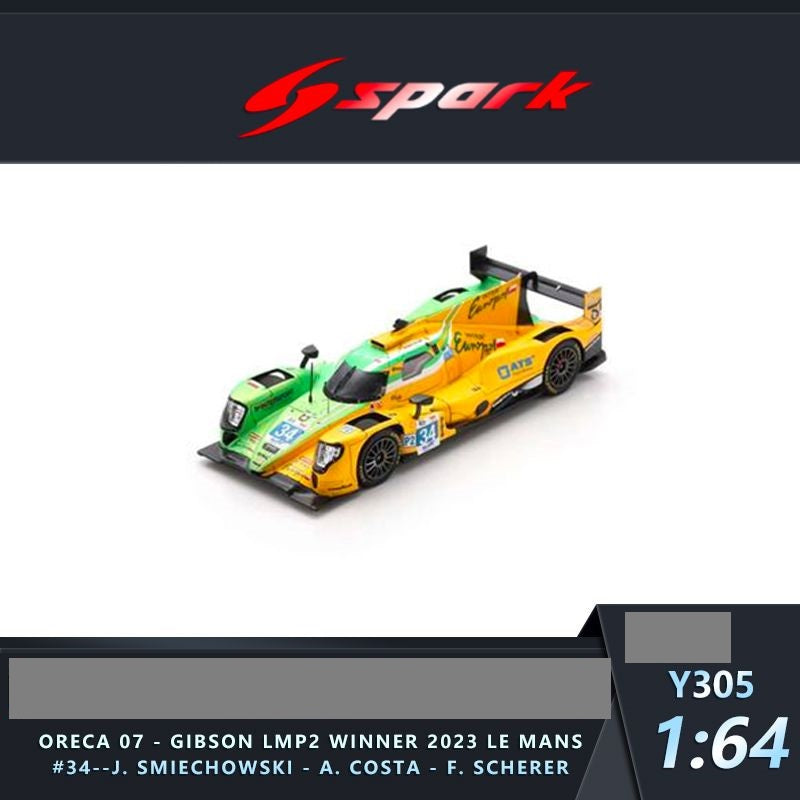 Sparky 1/64 Oreca 07 - Gibson No.34 INTER EUROPOL COMPETITION Winner LM P2 class 24H Le Mans 2023 J. Smiechowski - A. Costa - F. Scherer Y305