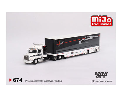 MINI GT 1/64 Corvette Racing C8.R Racing Transporter Set MGTS0009