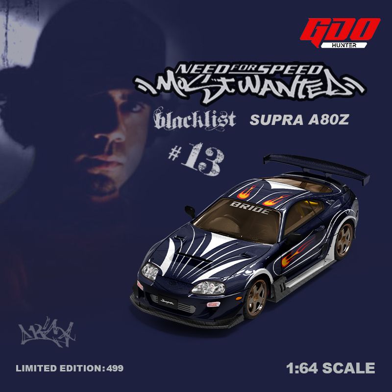 TIME MICRO x GDO Hunter 1/64 SUPRA A80Z NFS Black list #13 VIC Navy Blue GDO644420