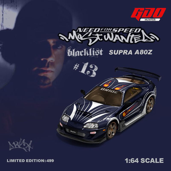 PREORDER TIME MICRO x GDO Hunter 1/64 SUPRA A80Z NFS Black list #13 VIC  Navy Blue (Approx. Release Date: JAN 2024 and subject to the manufacturer's  