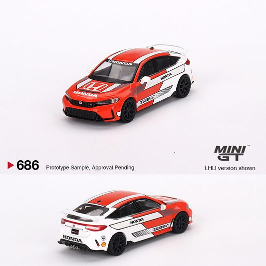 MINI GT 1/64 Honda Civic Type R 2023 Pace Car Red LHD MGT00686-L