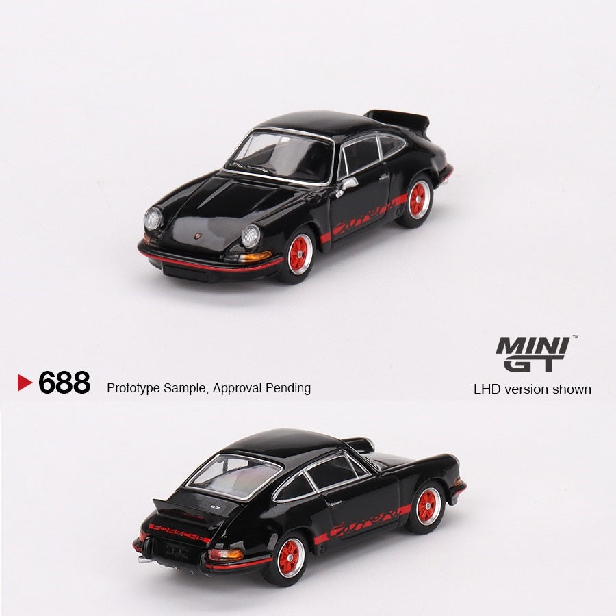 MINI GT 1/64 Porsche 911 Carrera RS 2.7 Black with Red Livery LHD MGT00688-L