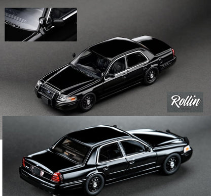Rollin 1/64 Ford CV Victoria Crown - Black Police Patrol Car
