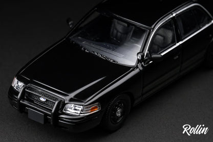 Rollin 1/64 Ford CV Victoria Crown - Black Police Patrol Car