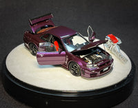 PGM x One Model 1/64 R34 Z Tune Midnight Puprle Fully Opened (B) Delux Round Display Box